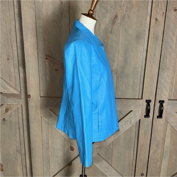 Wilsons Leather Maxima turquoise Blue Leather Jacket Size Large - Picture 3 of 11